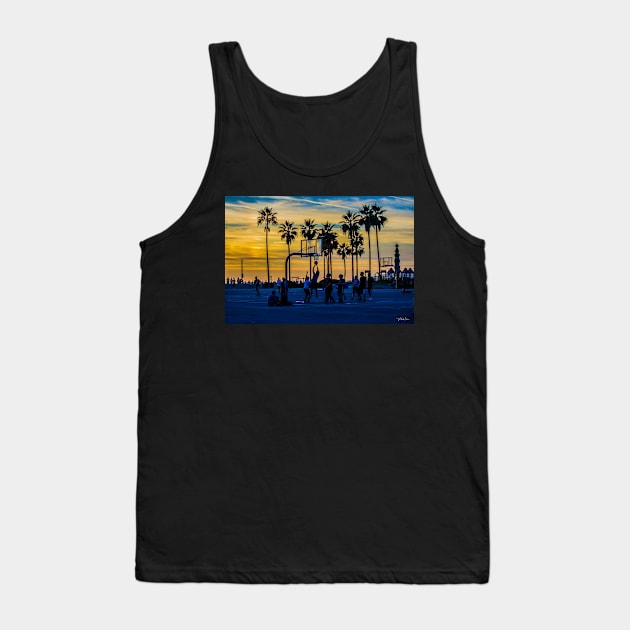 Sunset Basketball Game at Venice Beach, California, USA. Tank Top by VickiWalsh